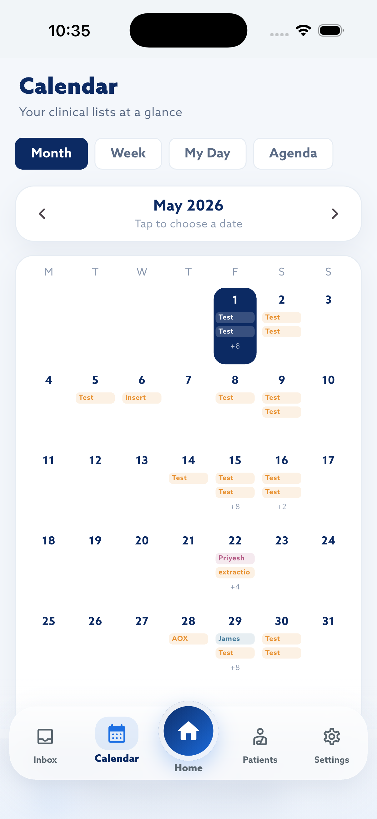 MedOS calendar